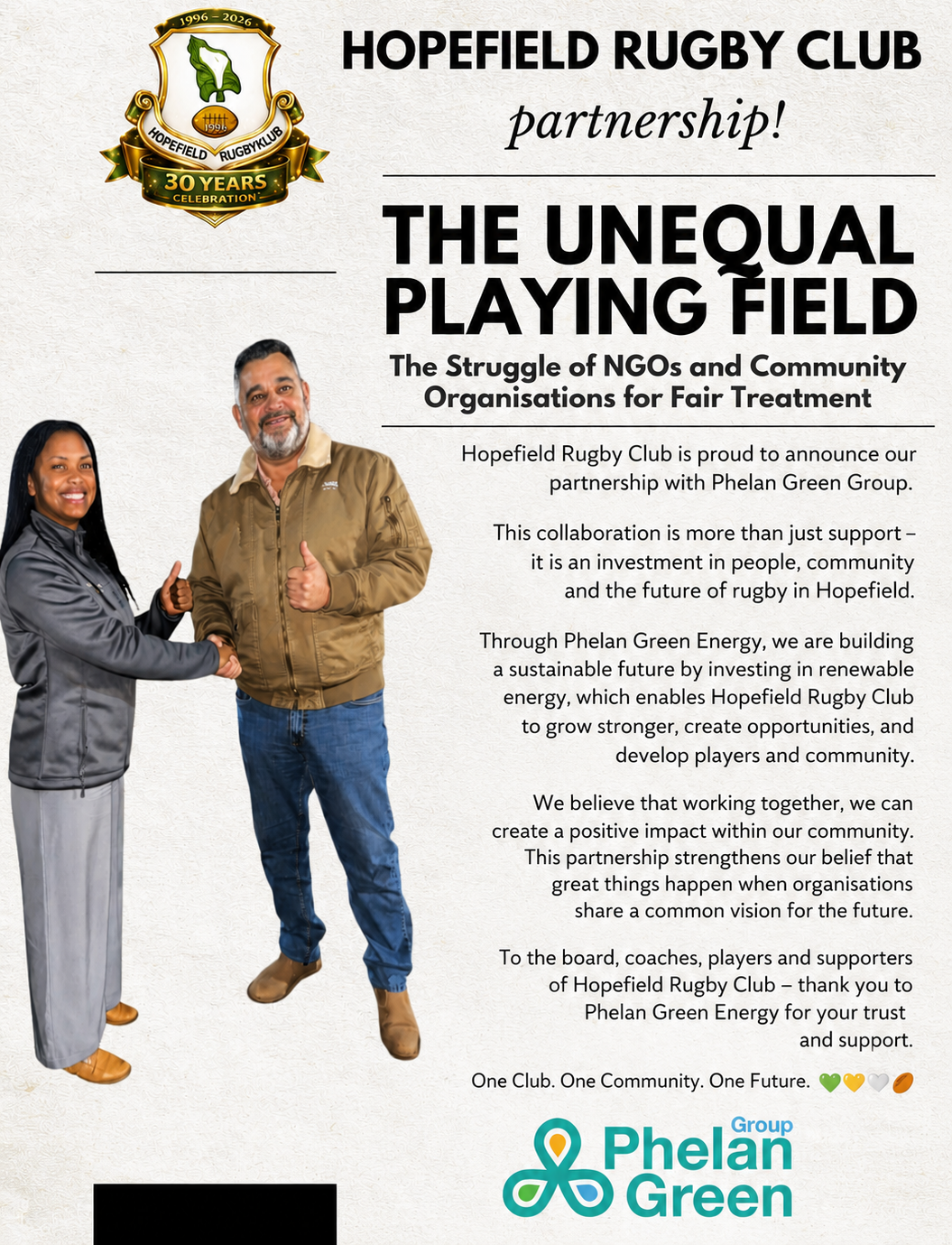 Hopefield Primer Rugby Congratulations on the Hopefield Rugby Partnership - West Coast Sport ...